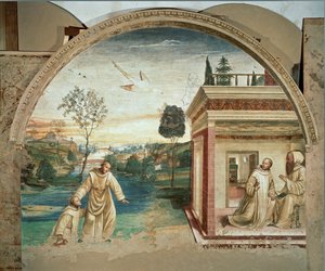 In 1497 begon Signorelli met het schilderen van de Vita van de Heilige ...