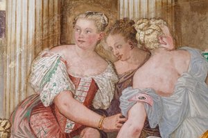 Vrouwelijke figuur, detail van De Genade van Scipio, Kamer van de open haard, ca. 1560-65