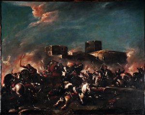 Slagveldschilderij door Giovanni Antonio Guardi (1699-1760) 18e eeuw Venetië Museo Correr