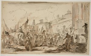 Het hoofd van Pompeius gepresenteerd aan Caesar