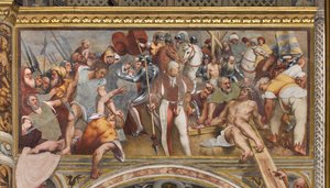 Centrale gang, Eerste overspanning Zuid, Christus aan het kruis genageld, Il Pordenone door Giovanni Antonio Pordenone