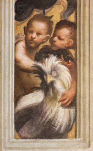 Centrale Ave, Lesena Bovenste Deel Boven Kapiteel Eerste en Tweede Span Zuid, IL Pordenone, Puttini, (detail) door Giovanni Antonio Pordenone
