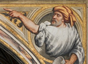 Middenbeuk, Pluim Tweede Span Zuid, IL Pordenone 1520, Buste met Profeet door Giovanni Antonio Pordenone