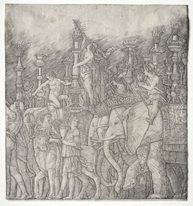 De triomfen van Caesar:  De olifanten door Giovanni Antonio da Brescia