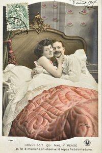Ansichtkaart: Honni soit qui mal y pense/Zondag rust wekelijks - datum 1907 door Phillipe de Marlier