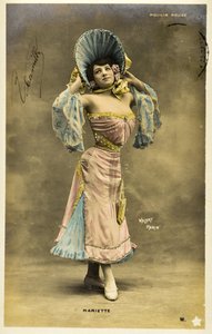 Ansichtkaart: Moulin Rouge - Portret van Mariette, Music hall artiest door Phillipe de Marlier
