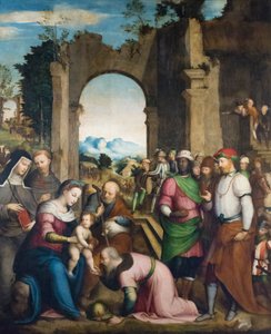 Aanbidding van de wijzen met st. Clara en Franciscus, c.1510