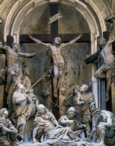 Passie, groep van sculpturen door Giovanni Battista Barberini (ca. 1625-1691), 1339-1345, Kerk van St. Augustinus, Cremona, Italië door Giovanni Battista Barberini