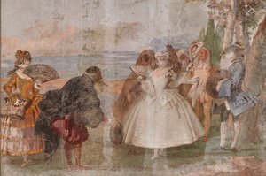 Gastverblijven, de kamer van de carnavalscènes: "Pantalone en Columbina", een scène met maskers