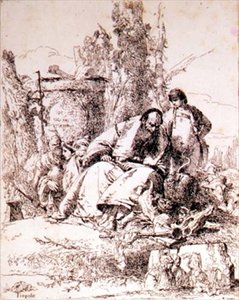 Tovenaar die Schedels Onderzoekt door Giovanni Battista Tiepolo