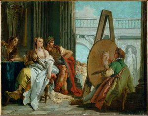 De schilder Apelles, Alexander de Grote en Campaspe ... door Giovanni Battista (1696-1770) Tiepolo