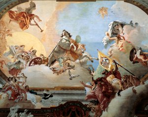 Allegorie gemaakt voor het huwelijk van Lodovico Rezzonico en de Venetiaanse edelvrouw Faustina Savorgnan in 1758 door Giovanni Battista Tiepolo