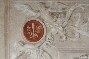 Detail van fresco, uit de Kamer van de Aeneis in de Palazzina