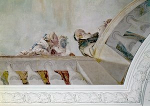 Fama kondigt de bewoners van de villa de komst van Hendrik III aan (detail) door Giovanni Battista Tiepolo