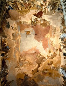 Triomf van prins-bisschop Carl-Friedrich von Greuiffenklau omringd door vier continenten door Giovanni Battista Tiepolo