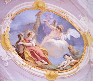 De engel troost Hagar in de wildernis, door Giovanni Battista Tiepolo (1696-1770), fresco, Patriarchaal Paleis, Gastenhal, Udine door Giovanni Battista Tiepolo