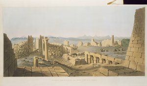 Algemeen overzicht van de ruïnes van de Grote Tempel van Karnak, ontdekt door G. Belzoni, uit Platen ter illustratie van de onderzoeken in Egypte en Nubië, gegraveerd door Charles Hullmandel, 1820