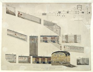 Sectie van het graf van Psammuthis in Thebe, ontdekt en geopend door Belzoni in 1818