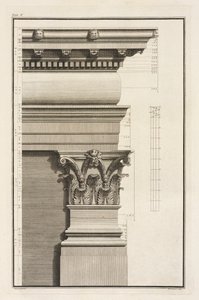 Basis, kapiteel en entablement van de pilaster
