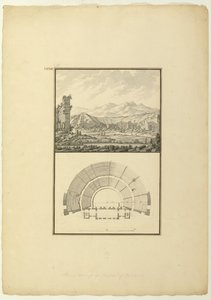 Zicht en plan van het theater van Hierapolis (nu Pamukkale), ca. 1750