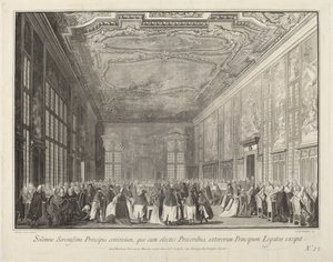 De Doge Ontvangt Buitenlandse Ambassadeurs op een Banket, 1763-1766 door Giovanni Battista Brostoloni