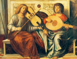 Cherubijnen die muziekinstrumenten bespelen door Giovanni Battista Cima da Conegliano