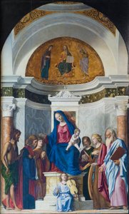 Troonende Madonna met kind en st. Johannes de Doper, st. Cosmas, st. Damian, c.1507