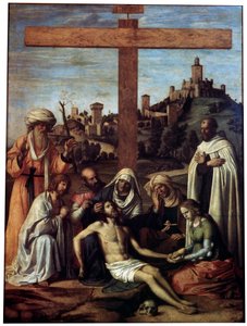 De klaagzang over Christus met een Karmelietenmonnik, ca. 1510 door Giovanni Battista Cima da Conegliano