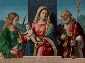 Maagd en Kind met Heiligen Catharina en Nicolaas door Giovanni Battista Cima da Conegliano