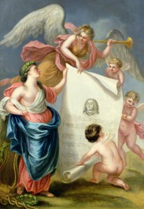 Allegorische studie voor een herdenkingsprent van Handel door Giovanni Battista Cipriani