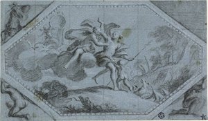 Plafonddecoratie met Venus en Adonis door Giovanni Battista Cipriani