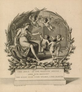 Toegangsbewijs voor het bal in het Mansion House, Londen, 17 april 1775 door Giovanni Battista Cipriani