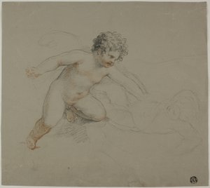 Twee vechtende Putti door Giovanni Battista Cipriani