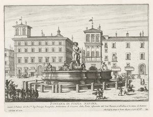 Fontana del Moro op Piazza Navona te Rome door Giovanni Battista Falda