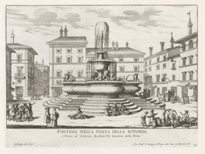 Fontana del Pantheon op Piazza della Rotonda te Rome door Giovanni Battista Falda
