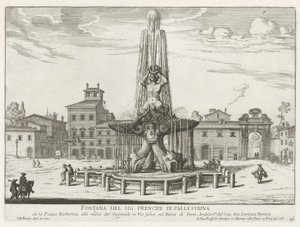 Fontana del Tritone op Piazza Barberini te Rome door Giovanni Battista Falda