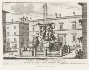 Fontana delle Tartarughe op Piazza Mattei te Rome door Giovanni Battista Falda