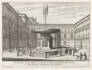 Fontein in de Cortile del Belvedere in het Vaticaan Fonteinen van Rome door Giovanni Battista Falda