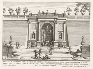 Fontein in de tuinen van de Villa Aldobrandini te Frascati