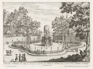 Fontein in de tuinen van de Villa Torlonia te Frascati door Giovanni Battista Falda