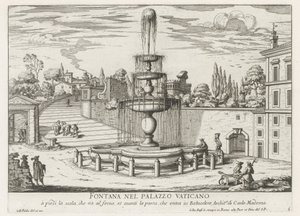 Fontein in het Vaticaan door Giovanni Battista Falda