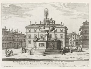 Fontein op Piazza Santa Maria in Trastevere door Giovanni Battista Falda