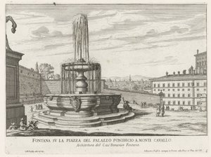 Fontein op Piazza del Quirinale te Rome door Giovanni Battista Falda