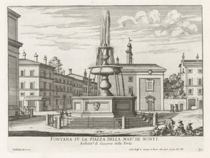 Fontein op Piazza della Madonna dei Monti te Rome door Giovanni Battista Falda