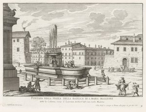 Fontein op Piazza di Santa Maria Maggiore te Rome door Giovanni Battista Falda