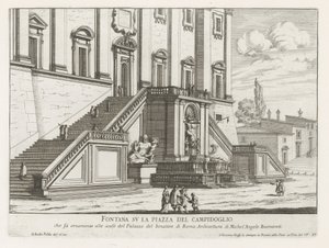 Fontein voor het Palazzo Senatorio op het Capitool te Rome door Giovanni Battista Falda