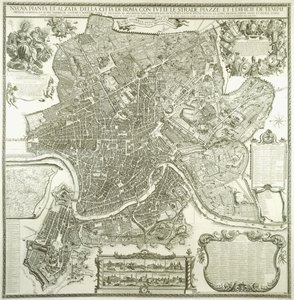 Stadsplan van Rome, 1730 door Giovanni Battista Falda