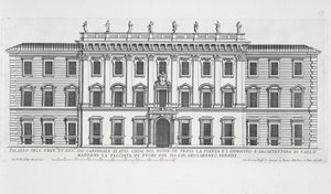Uitzicht op de gevel van Palazzo Chigi, Rome, ontworpen door Matteo di Castello, Carlo Maderno (1556-1629) en Giovanni Bernini (1598-1680) door Giovanni Battista Falda