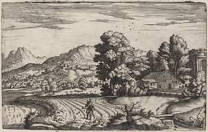 Bergachtig Landschap met de Gelijkenis van de Zaaier door Giovanni Battista Fontana