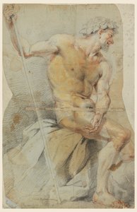 Studie van een naakte oude man, Bacchus of een van zijn metgezellen door Giovanni Battista Merano